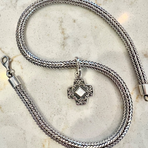 19-1/2" STERLING WOVEN ROPE NECKLACE WITH REMOVABLE TWO SIDED PENDANT - Picture 10 of 16